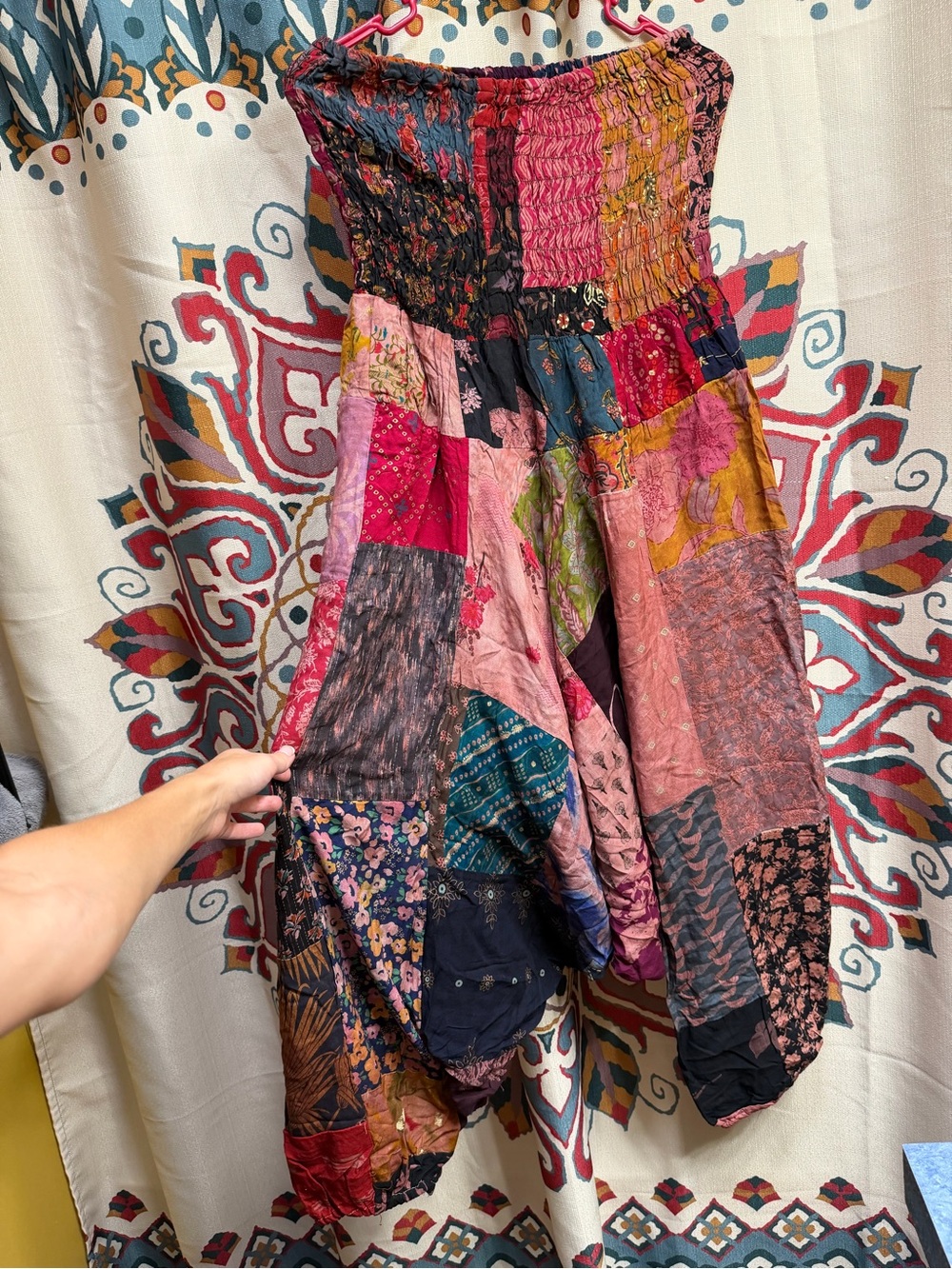 Patchwork Strapless Jumpsuit — Multicolor Boho